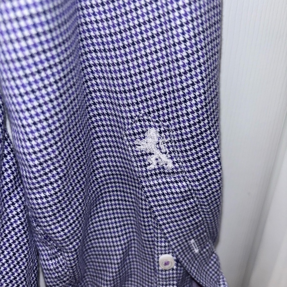 BUGatchi LS Button Down purple and black houndstooth shirt SZ 16/40 - Picture 7 of 8